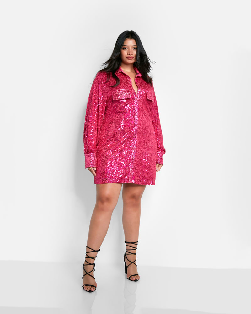 Sequin oversized shirt dress sales